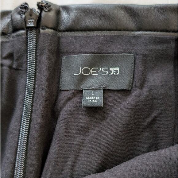 Joe's Doreen Black Cross Seamed Vegan Leather A-line Midi Skirt, size L - Picture 4 of 10